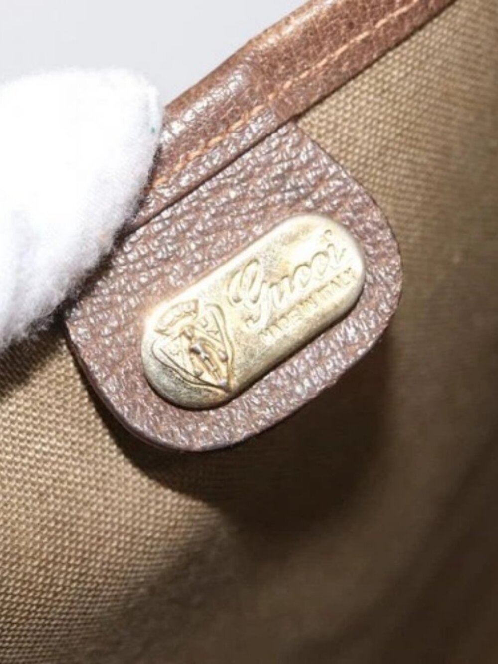 GUCCI GG Supreme Web Sherry Line Bag PVC Beige Gold Red 002 904 0222 Auth 166624 - Picture 11 of 15